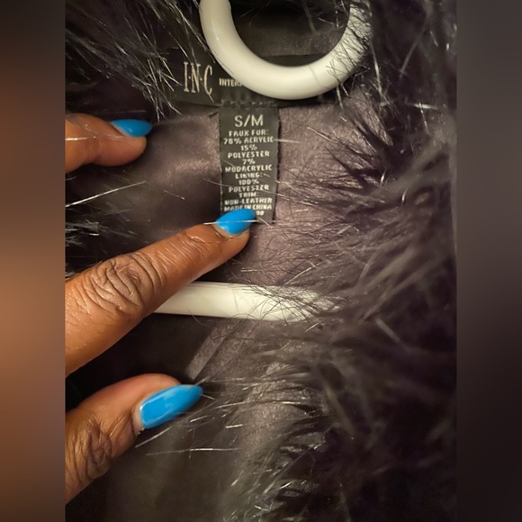 INC Faux Fur Black S/M - Picture 2 of 3
